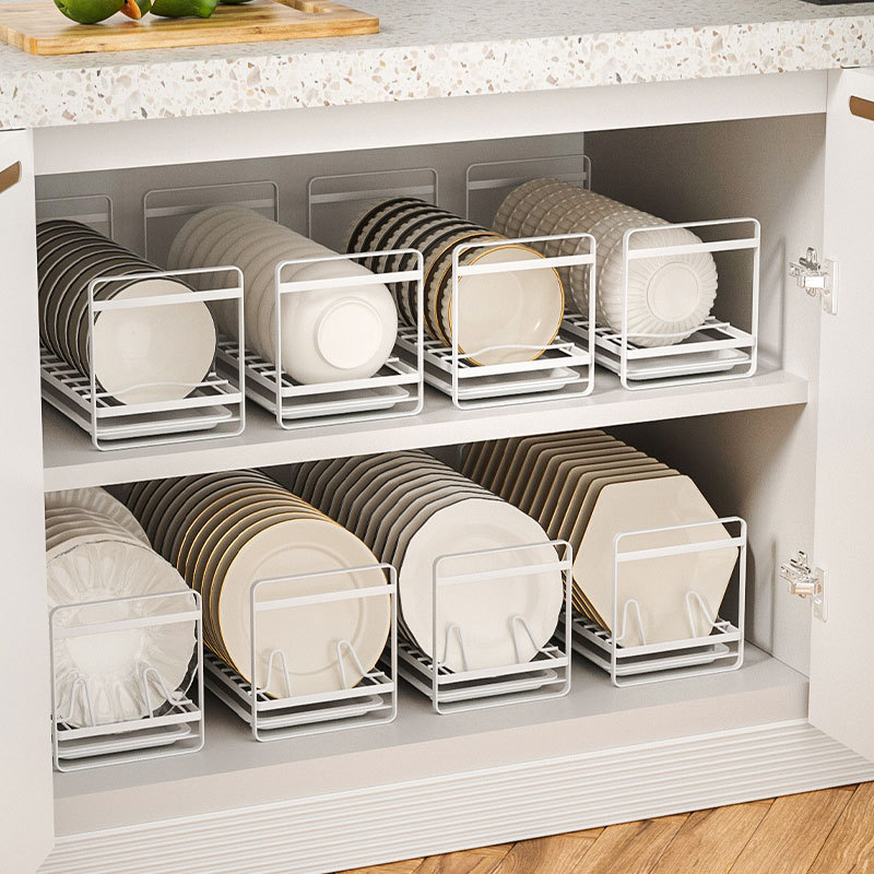 Single-layer bowl and plate storage rack, small cabinet inbuilt shelf, kitchen bowl and plate draining rack