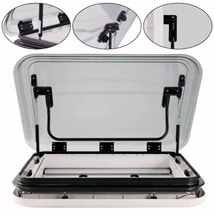 Aluminum alloy travel trailer roof window, RV sunroof, suitable for trailer RVs, with LED light and mosquito net for shading