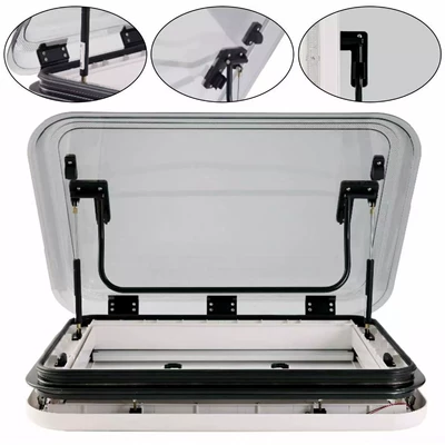 Aluminum alloy travel trailer roof window, RV sunroof, suitable for trailer RVs, with LED light and mosquito net for shading (Sunroof and accessories)