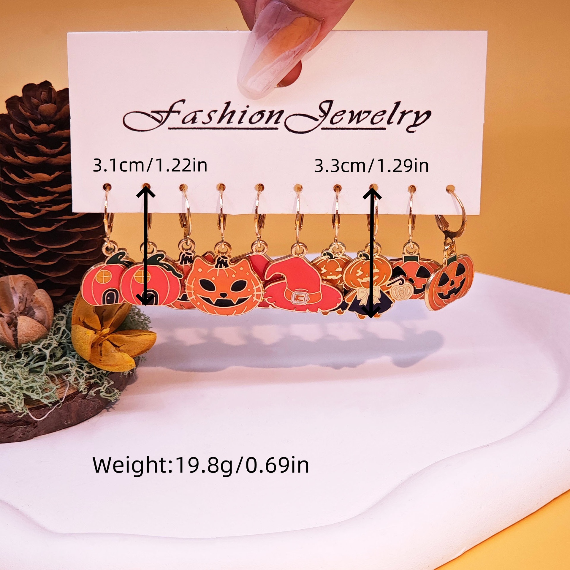 20g Weight Alloy Ear Needle Material Drop Earrings Classification 1 Set Quantity Holiday, Daily Occasion Alloy Material Halloween Festival Pumpkin, Cat, Ghost Pattern Women's Gender Cartoon Style Style Enamel Craft Cartoon Style Pumpkin Cat Ghost Alloy Enamel Earring Sets For Women's Holiday Daily 9