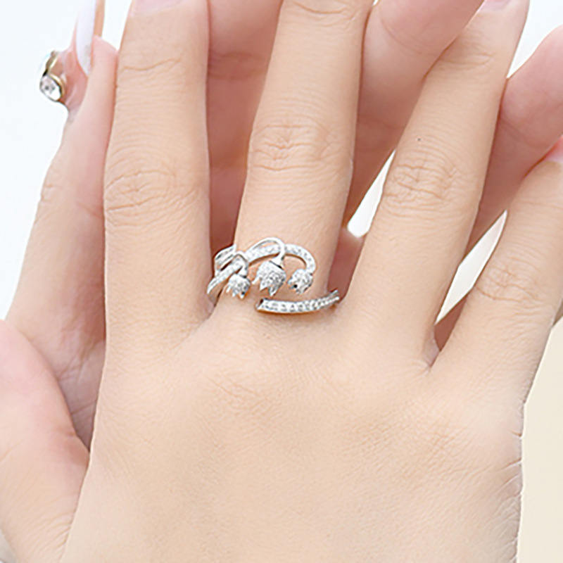 Lily Of The Valley Ring Adjustable Precision Design Jewellery_voghion.com