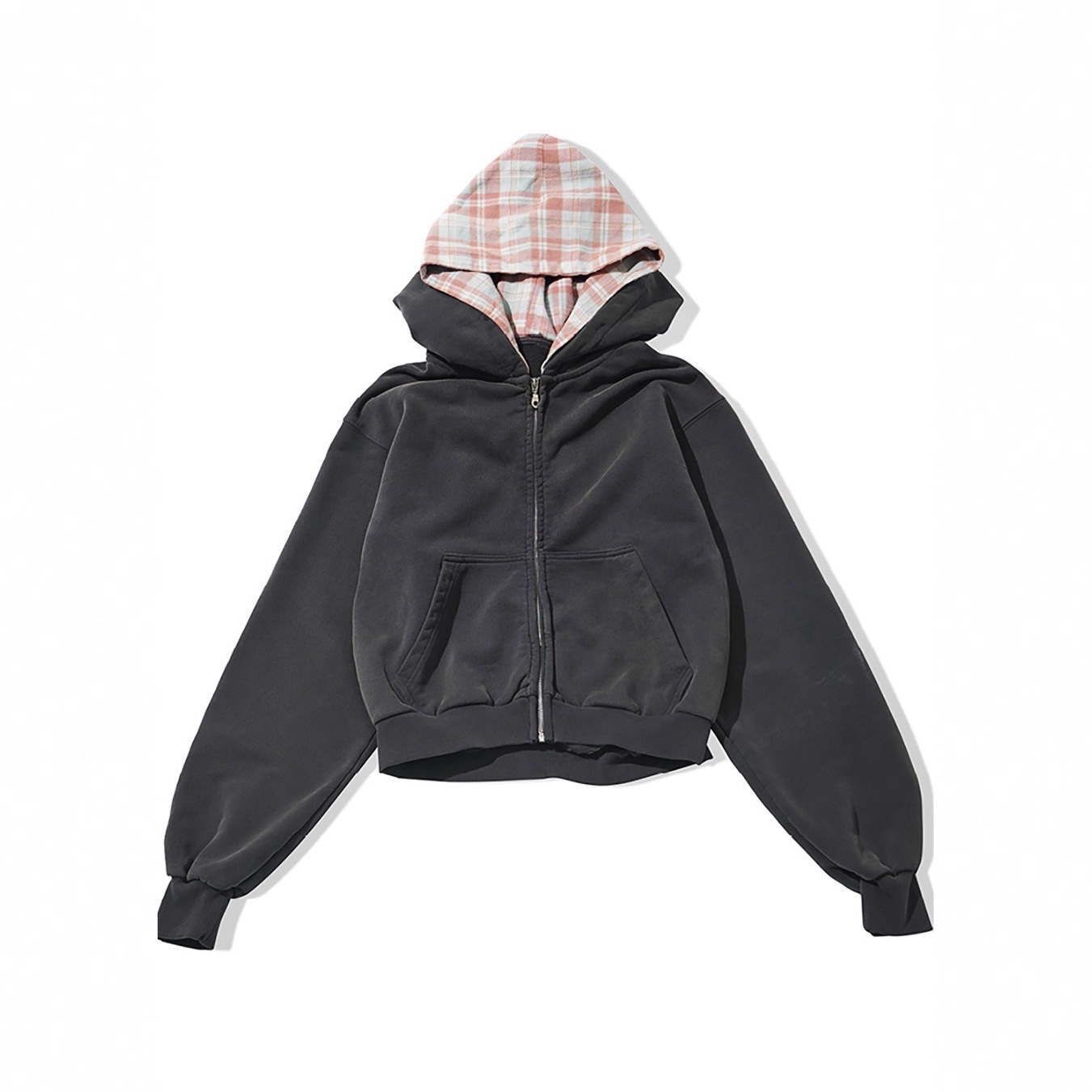 美式跨境新款个性高街嘻哈Y2K休闲双帽子格子帽潮流长袖秋冬卫衣