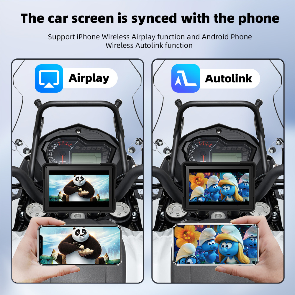5inch Wireless Carplay/Android Auto Portable Car Motorcycle Driving Recorder