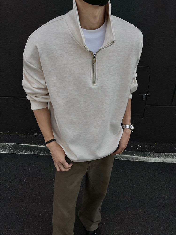 Herr half-zip sweatshirt med fleece i höst och vinter_voghion.com