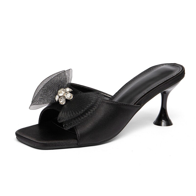 Women's Summer New Style Korean-Style Bow-Knot Thin-Heeled Sandals, Open-Toe High-Heeled Slippers for Outdoor Wear, Wholesale