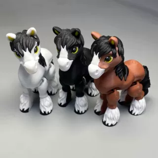 跨境3D打印小马工艺品摆件礼物创意手办动物关节活动玩具摆件