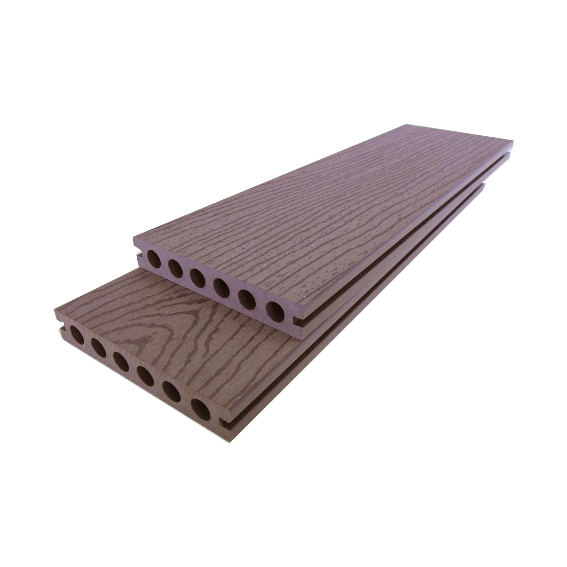 En stock Piso de madera y plástico 138*23 imitación madera grano compuesto piso hueco agujero redondo placa jardín ingeniería municipal al aire libre