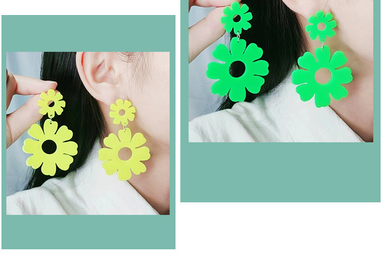 Daily, Selfie Occasion Acrylic Material Solid Color, Flower Pattern 1 Pair Cute Solid Color Flower Spray Paint Arylic Drop Earrings