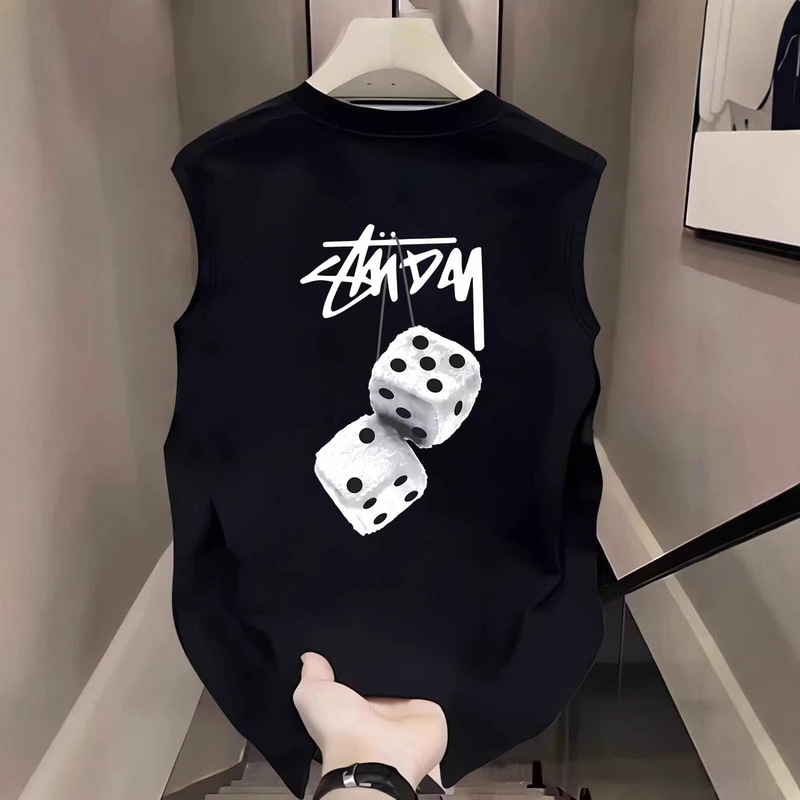 Heavyweight Pure Cotton Vest for Men, Summer Trendy Brand, Loose Sleeveless T-Shirt, Fashionable Casual Tank Top, Sports Top