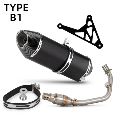 Motorcycle exhaust pipe – Square 14-24 - front-section-including-silencer-r77-black-imitation-carbon-head