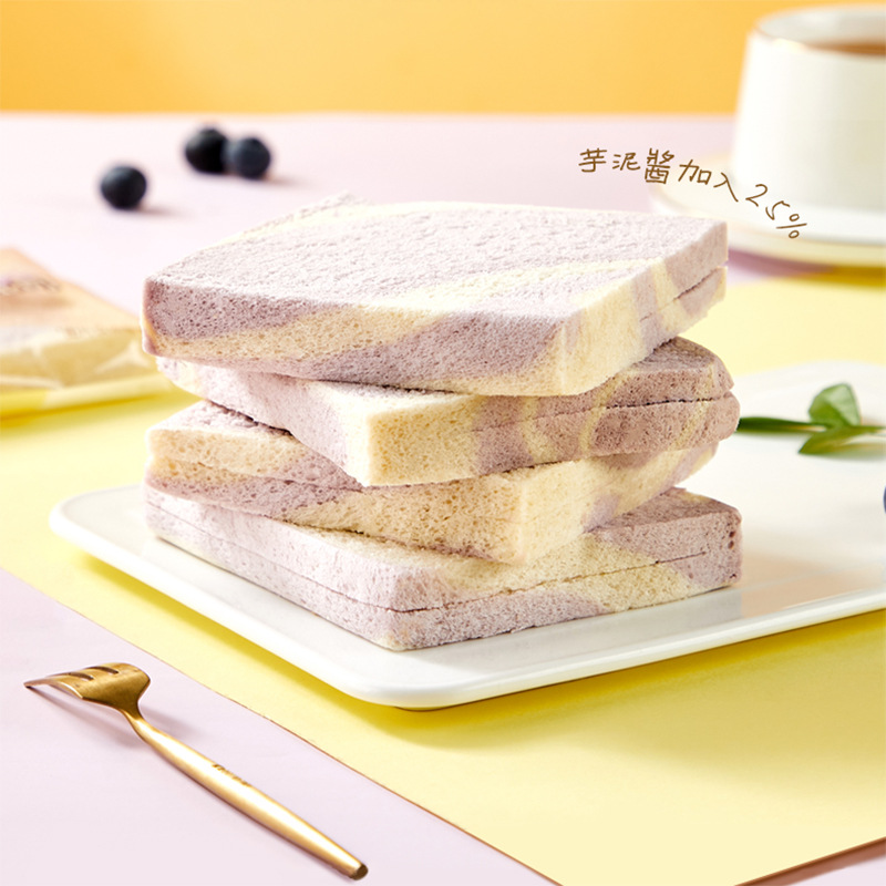 卡爾頓芋香無邊吐司麵包早餐手撕零食糕點小吃蛋糕食品500g