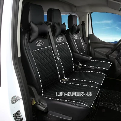 Modelə uyğun (Original) oturacaq örtükləri: Covers, Ford Transit Seat Cushions - 3-seats-black-diamond-grid-with-black-edges-default-item