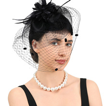 跨境欧美新娘发夹羽毛头饰茶会教堂婚礼赛马季复古小礼帽面纱发饰