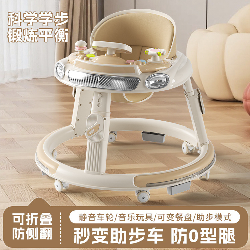 Baby Infant Walker Anti-O-Leg 6-18 Months Multifunctional Hand Push Walker Anti-Rollover Foldableable