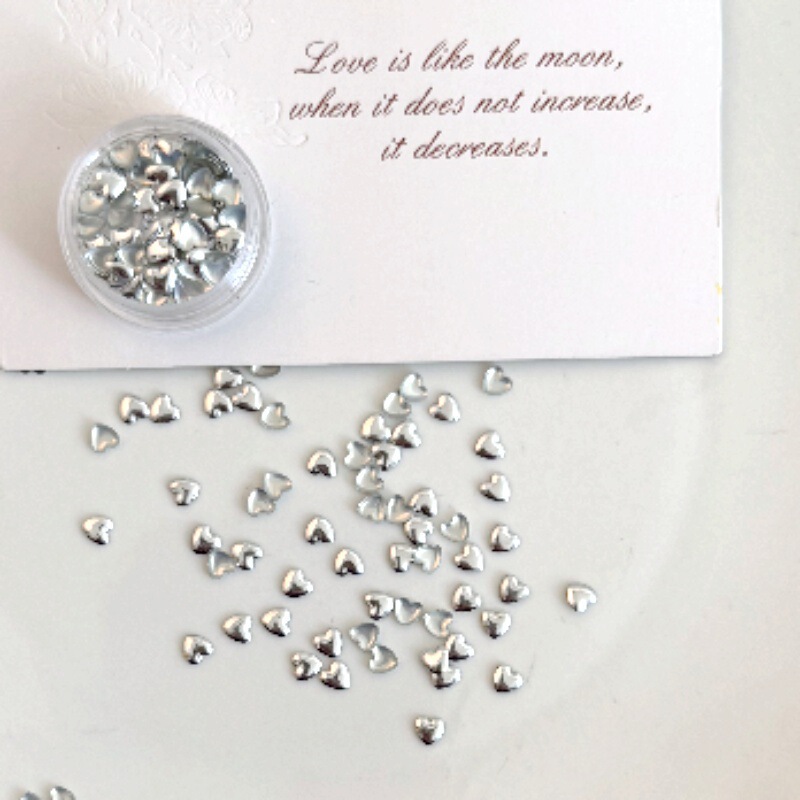Korean Ins Style Manicure Patch Heart Metal Patch Heart-Shaped Silver Heart Rivet Flats Bottom Nail Art Jewelry