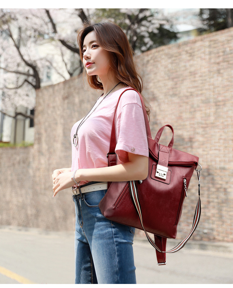 Pu Leather Material Women's Backpack Backpack Solid Color Daily Women's Backpack