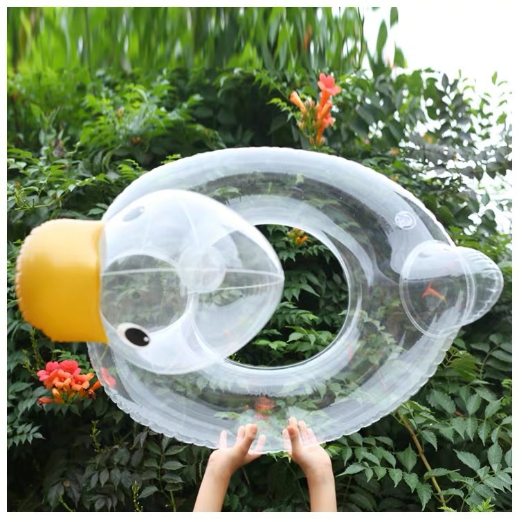 ins新款透明網紅鴨子泳圈和透明鴨子座圈PVC寶寶遊泳圈腋下圈