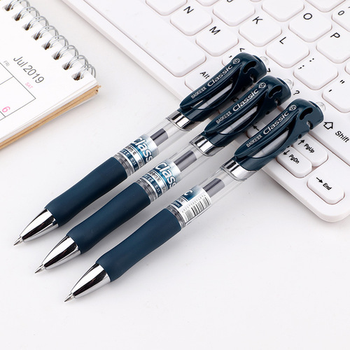Boock E35 push-button neutral pen, blue-black, doctor's prescription pen, 0.5mm, push-button medical and office spring pen