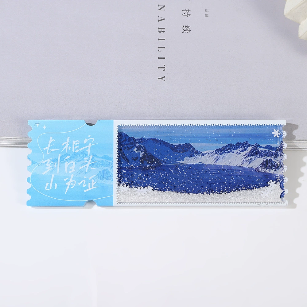 Магнит на холодильник с акриловым песком, креативный, простой, с зимним снежным пейзажем, магнит-сувенир для путешествий