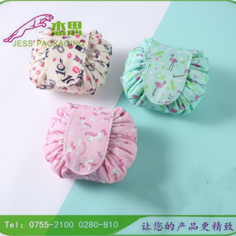 设计新款尼龙布韩版化妆品收纳包大容量毛刷抽绳束口袋量大从优