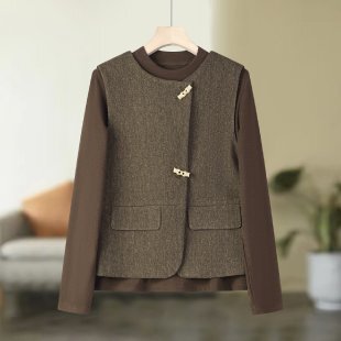 中年ママ春服セット2025新型中高年女装春秋ファッションベストコート上着3点セット|undefined