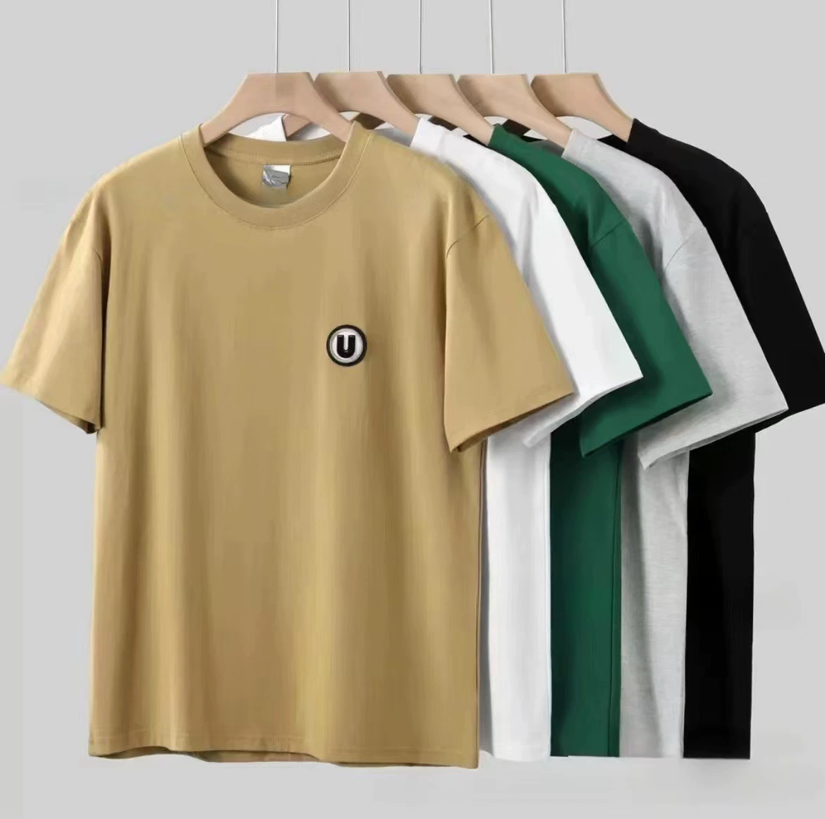 1688 Одежда оптом Летняя внешняя торговля мужская одежда с короткими рукавами свободная повседневная мужская футболка бегает по рекам и озерам