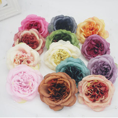 歐式油畫芙蓉玫瑰仿真牡丹花朵 假花絹花客廳裝飾花 擺件插花新款