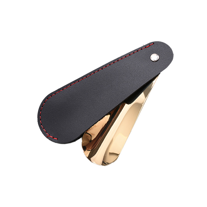 Calzador de Zapatos de Cuero, Estuche Portátil de Cuero, Herramienta Unisex para Ponerse Zapatos
