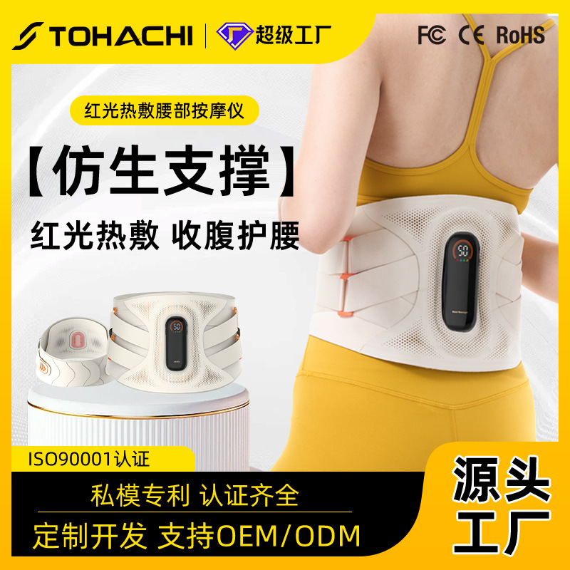 Waist Massager Double Zone Steel Strip Support Belt Red Light Penetration Hot Combustion Physiotherapy Vibration Massage Belt