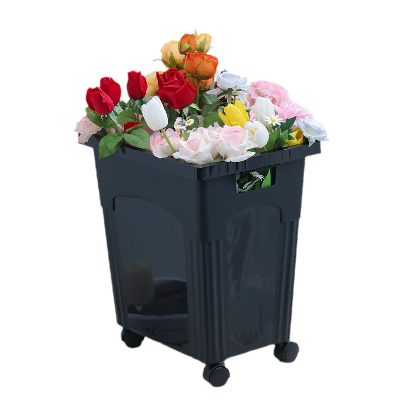 Floristería suministros esenciales Cubo de flores de plástico de gran capacidad material engrosado Cubo de almacenamiento francés material de floristería