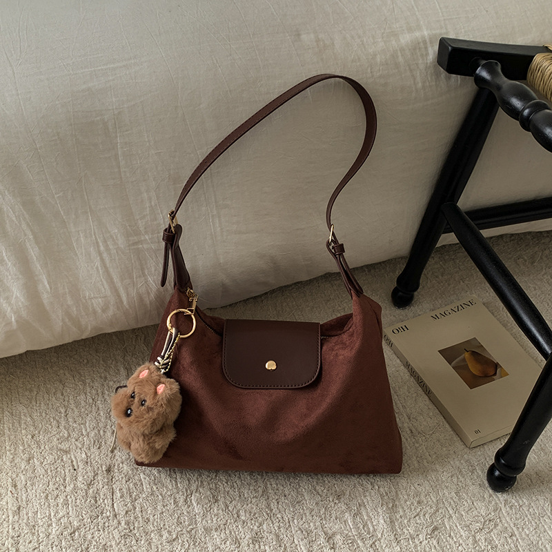 大容量麂皮绒包包女秋冬季2025新款百搭单肩包休闲上班通勤托特包