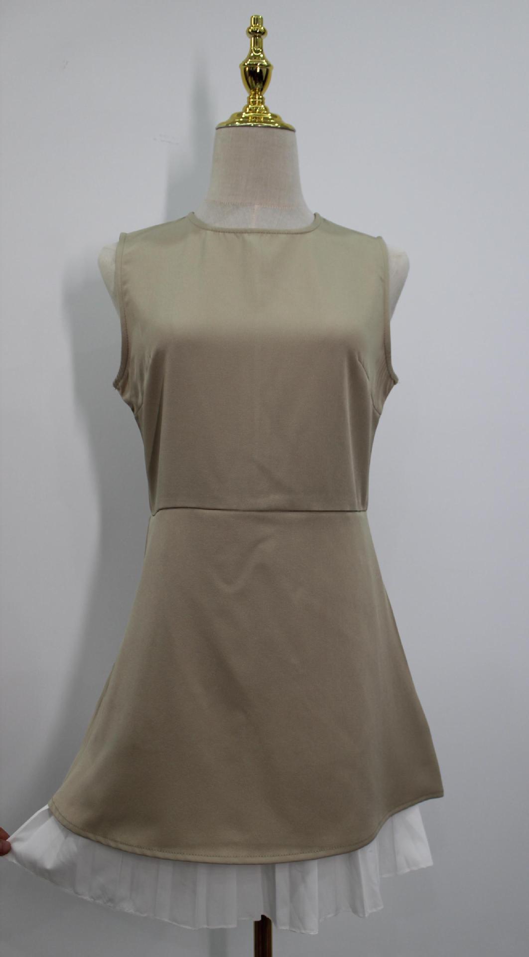 Above Knee Dress Length Type Wholesale Women's Streetwear Contrast Binding Solid Color Holiday Banquet Selfie Round Neck Sleeveless Sheath Dress