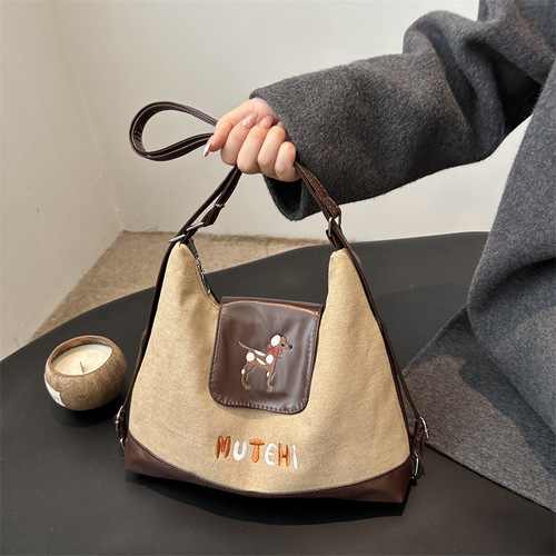 Tote bag for women 2024 new large-capacity commuter backpack casual street trend single shoulder armpit travel backpack