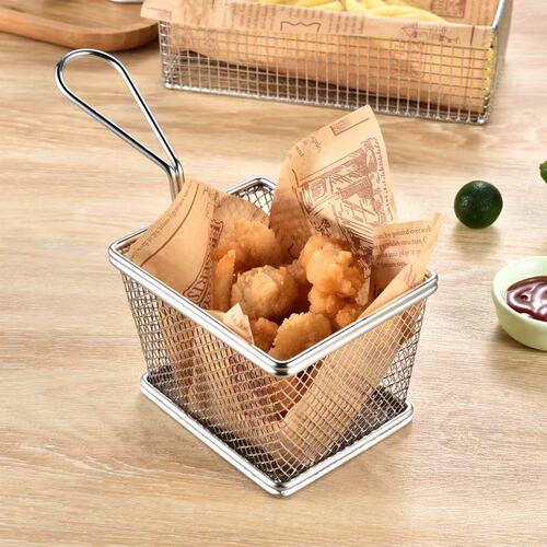 Stainless steel 304 French fries basket fried food plate serving fried chicken creative snack plate French fries basket fried chicken basket