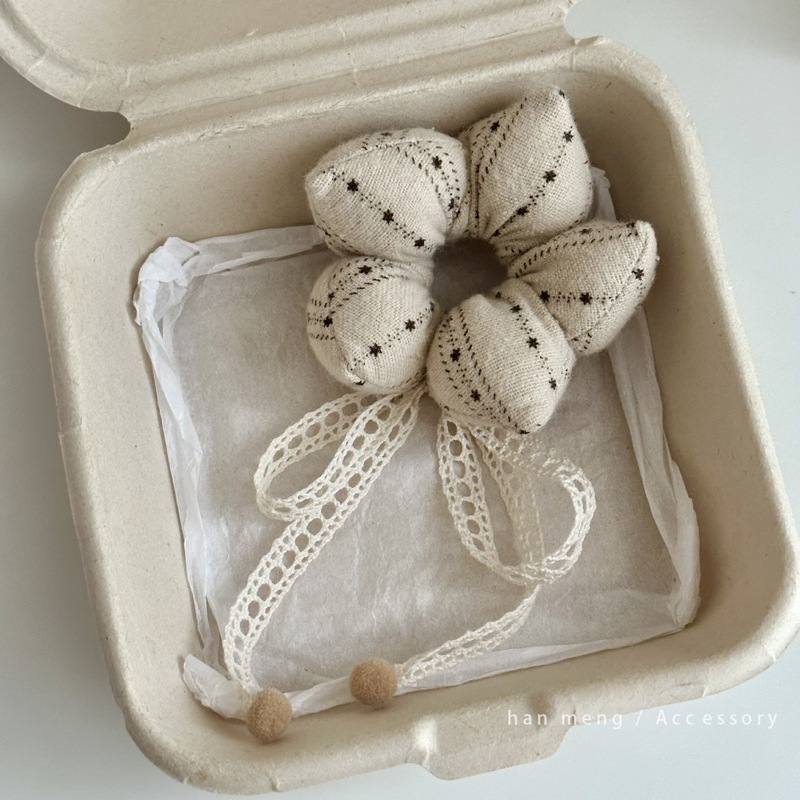 咖色碎花布艺海绵发圈手作星星造型大肠圈女童丸子头皮筋小号发饰|undefined