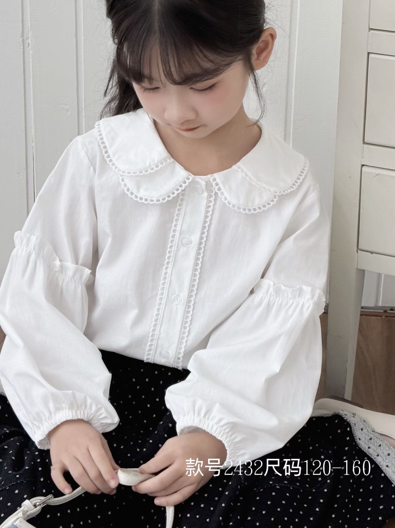 Girls' autumn shirts white cotton 2026 new children's shirts spring…