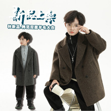 高品质男童羊毛呢子大衣外套2025秋冬装新款中大童加厚中长款风衣