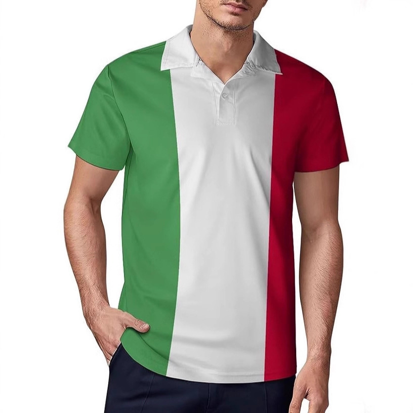 Amazon Foreign Trade Cross-Border 2025 Summer 3D Digital Printing Sports and Leisure New Men's Short-Sleeved Lapel Polo Shirt