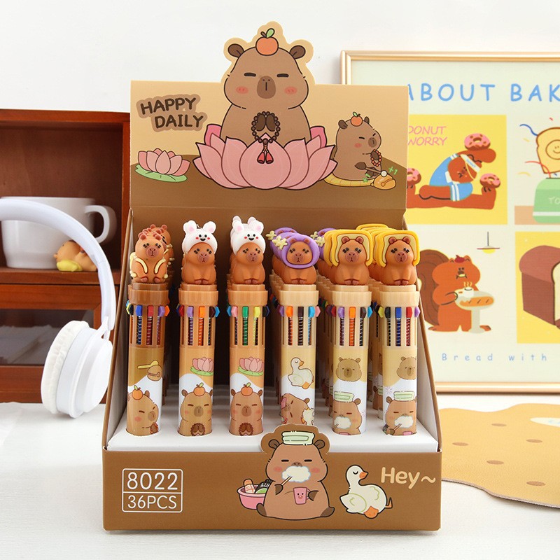 Coreano de dibujos animados lindo mascota colección multi-color pluma linda chica diez colores bolígrafo estudiante diario pluma de color