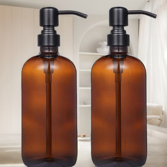 Cadena de suministro de Amazon vidrio 6 oz botellas de desinfectante de manos botellas de vidrio de acero inoxidable prensado dispensador de jabón