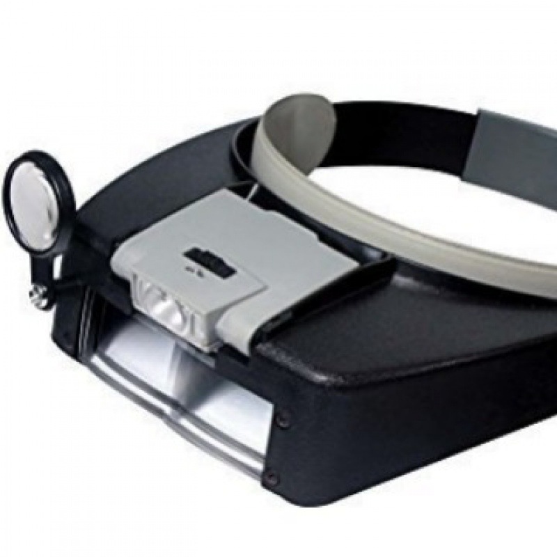 今灿MG81007头戴放大镜带led灯 老人阅读维修放大镜 头盔式放大镜