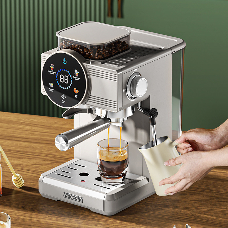 Hot and cold double grinding Italian commercial coffee machine freshly ground American small household semi-automatic cross-border e-commerce