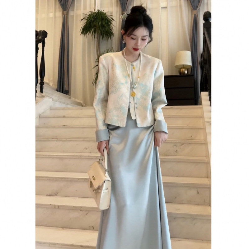 新中式国风套装女2025春季新款提花盘扣气质外套|undefined