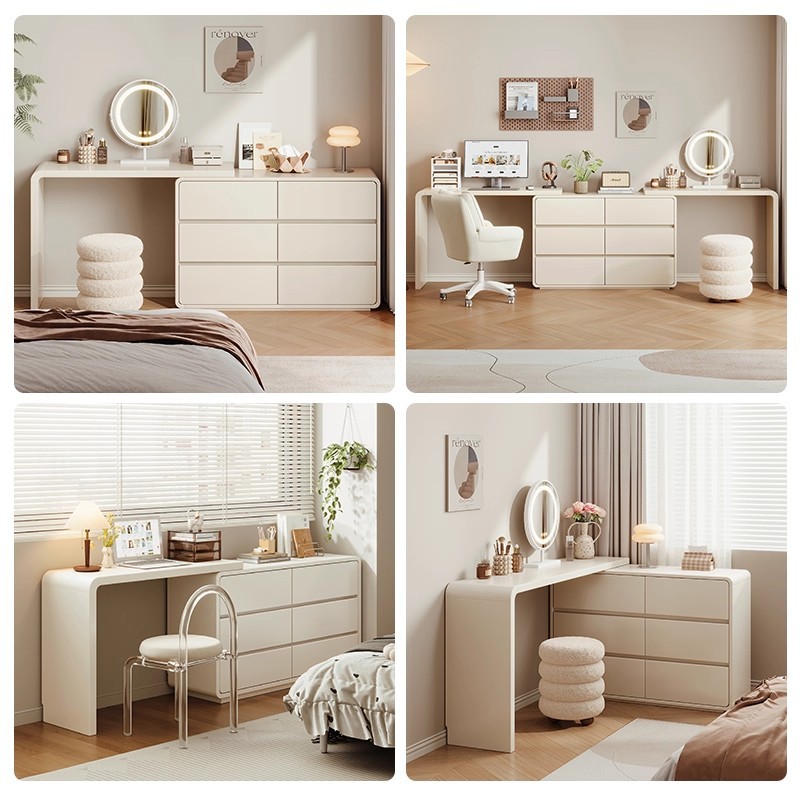 Dormitorio al final de la cama mesa de tocador armario integrado moderno y simple dormitorio principal mesa de maquillaje almacenamiento escritorio integrado gabinete