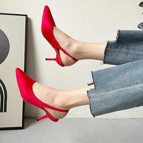 Women's Large Size High Heel Sandals, European and American Style, Stylized, Slim Heel, Pointed Toe Sandals for Women