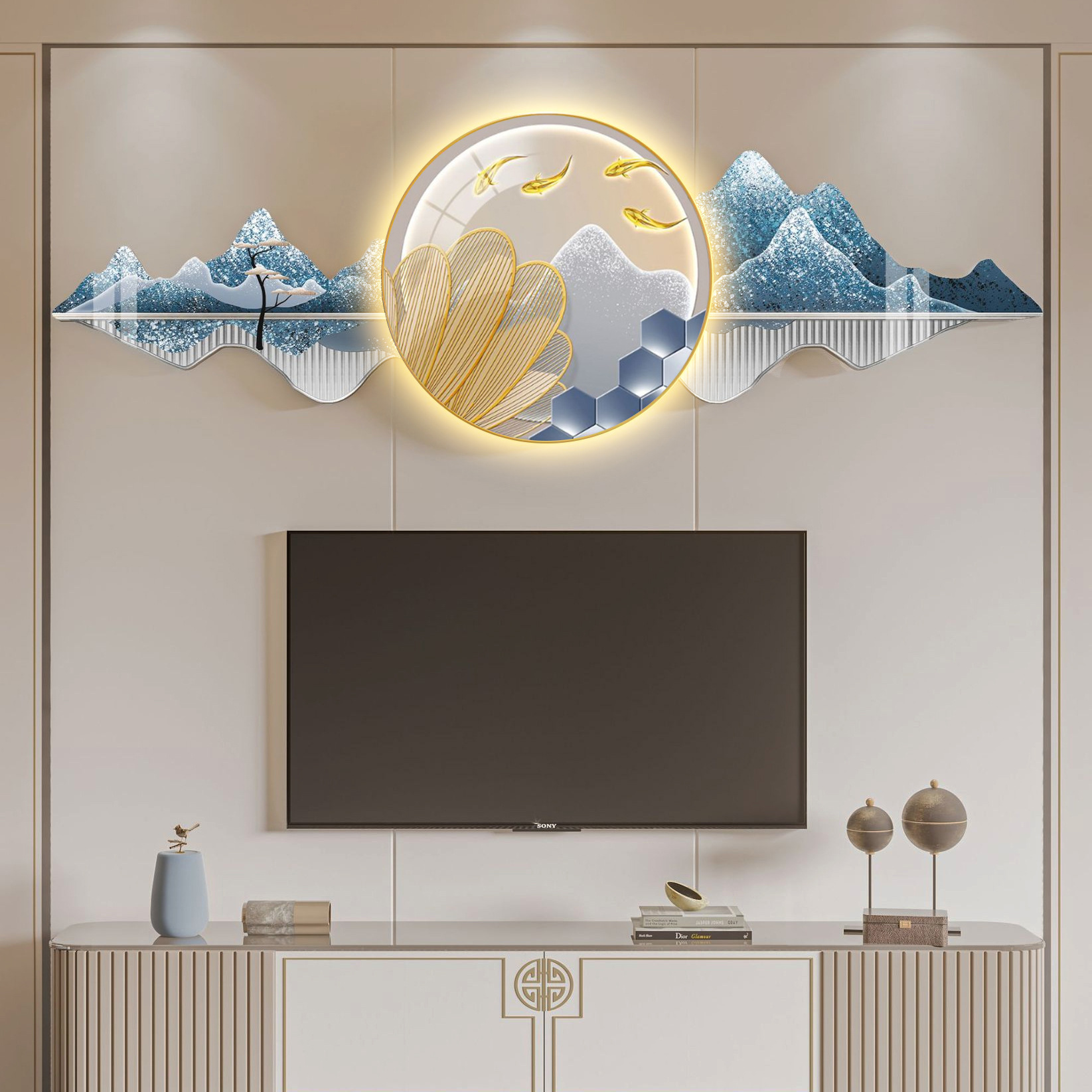 Living room TV Wall decorative painting landscape painting elk sofa hanging painting atmosphere 2023 New Hall background wall painting