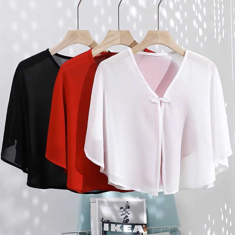 Vintage Cape Women's Matching Cheongsam Summer Sunscreen Shawl with Skirt Simple Classical Coat All-match Shawl Women