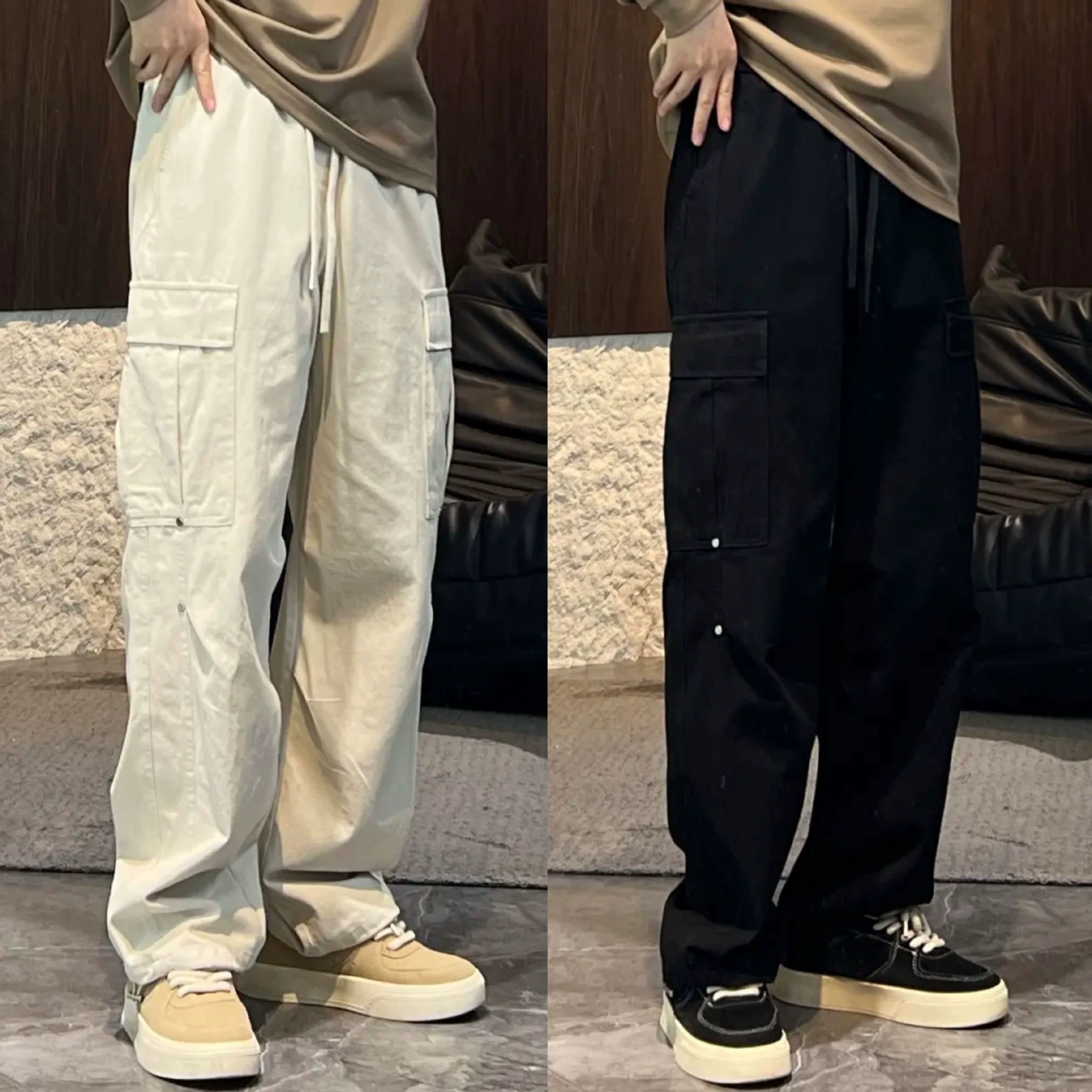 2025 весна и лето американский ретро большие карманные брюки ручной работы мужской прилив моды на открытом воздухе свободные дикие широкие брюки