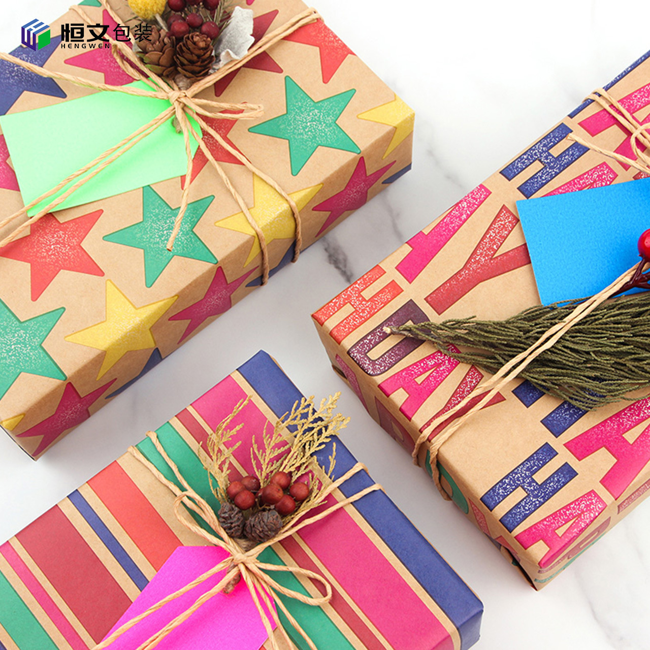 Papel de Regalo de Amazon para el Día de San Valentín, Papel de Regalo para Fiestas de Cumpleaños, Papel Kraft Retro, Artículo Más Vendido Transfronterizo