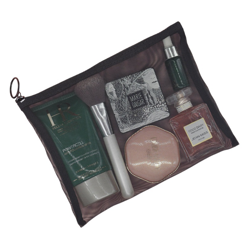 Bolsa de cosméticos de malla de suministro directo de fábrica bolsa de almacenamiento de lápiz labial de viaje portátil de mujer bolsa de cosméticos de gran capacidad transparente bolsa de lavado